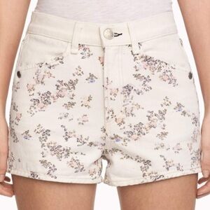 NEW rag & bone Women Ellie Twill White Pocketed Jean Shorts Floral Western Yoke